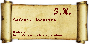 Sefcsik Modeszta névjegykártya